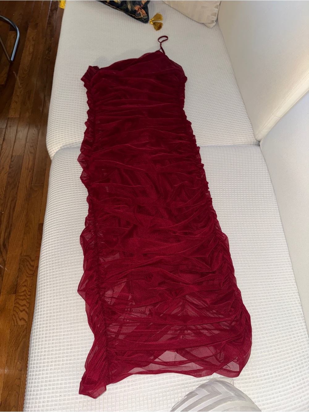 Gianni Bini Burgundy Ruched One-Shoulder Maxi Dress